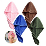 Kit 4 Touca Toalha Turbante De Secar Cabelo Rápido Pós Banho