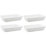 Kit 4 Travessas De Porcelana Branca 26x17x5cm Refratário Linea Lyor Prato Retangular