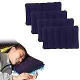 KIT 4 Travesseiro Inflável Almofada Fácil Encher Para Viagem Acampamento Confortável De Camping Praia Portátil Cama Descanso AZUL ESCURO