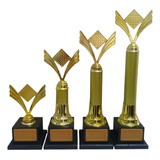 Kit 4 Troféus Jogo De Dama 21 Cm 32 Cm 38 Cm 44 Cm