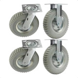 Kit 4 Un Rodizio Fixo E Giratório 8x2 Roda Maciça Pu 250x4