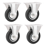 Kit 4 Un Rodízio Roda Fixo Borracha Preta 4 101mm 60kg Leve