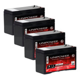 Kit 4 Unidades Baterias Seladas Unipower 12v 9ah Nobreak