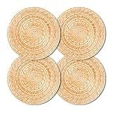 Kit 4 Unidades Sousplat Redondo Natural Rattan 32Cm Rafimex