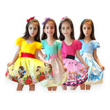 Kit 4 Vestido Infantil Princesas Personagens