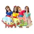 Kit 4 Vestido Tecido Respiravel Princesas Temático Infantil
