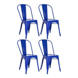 Kit 4 X Cadeiras Iron Tolix Industrial Cozinha C2 Cores Av Cor Da Estrutura Da Cadeira Azul escuro