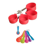 Kit 4 Xicara E 5 Colher Medidora Abs Cozinha Bolo Receita
