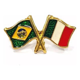 Kit 40 Bótom Pim Bandeira Brasil X Itália Folheado A Ouro