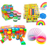 Kit 40 Brinquedos Infantil Bolha De Sabão Mola Maluca Slime