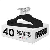 Kit 40 Cabide Infantil Veludo Cabide Infantil Aveludado Slim Antideslizante Ultra Fino Kontuz Cor Preto