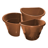 Kit 40 Vasos Plásticos Marrom Arandela Jardim Vertical