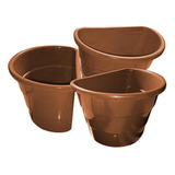Kit 40 Vasos Plásticos Marrom Arandela Jardim Vertical