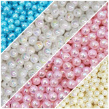 Kit 400 Perolas Irizada 8mm Miçanga Pulseira Bijuteria Terço