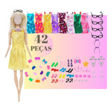 Kit 42 Peças Roupinha De Boneca Roupa Acessórios Bolsa Linda