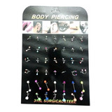 Kit 42 Piercing Aço Cirúrgico Inox Septo Orelha Língua Color