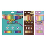 Kit 46 Cores Lápis De Cor Multicolor Tons De Pele Pastel