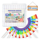 Kit 48 Canetas Marcador Acrílico Permanente Colorida Brush