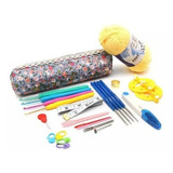 Kit 49 Pcs Agulha Linha Crochê Bordado Bordar Tesoura Fita