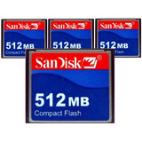 Kit 4cf Cartões Compact Flash Sandisk 512mb 15mb/s