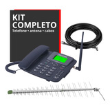 Kit 4g Telefone Rural Wifi 2 Chip 4g Antena Cabo 15 Metros
