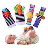Kit 4pçs Chocalho Bebê Pelúcia Meias Pulseira Divertido Full