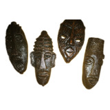 Kit 4pçs Mascaras Africana 19cm Decoração