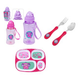 Kit 4pçs Prato Infantil Bebê Prato Divisória Talher Squeeze