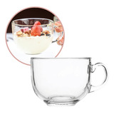 Kit 4un Xícara De Vidro 450ml Caneca Cereais
