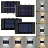 Kit 4x Arandela Solar 2 Focos Parede Slim 10 Fachos Led Externa Branco Quente Frio -Amarelo-