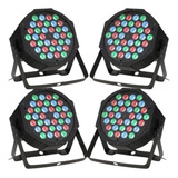 Kit 4x Canhão De Luz Rgb 36 Leds 54w Iluminação Dj Evento