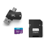 Kit 4x1 Cartão Micro Sd 16gb Adp Pendrive Adaptador Sd Mc150
