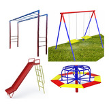 Kit 4x1 Playground Infantil De Ferro Com Escada Horizontal