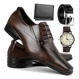 Kit 4x1 Sapato Social Masculino Cinto Carteira Relógio Dhl