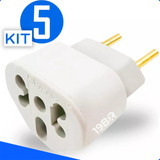 Kit 5 Adaptador De Tomada 10a 20a 250v T Universal Loja 19br