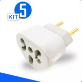 Kit 5 Adaptador De Tomada 10a 20a 250v T Universal Loja 19br