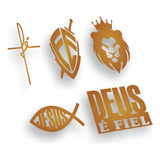 Kit 5 Adesivos Evangélicos Recortado Fé Jesus Várias Cores