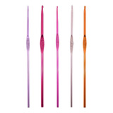 Kit 5 Agulha De Crochê Alumínio Colorido Fio Fino