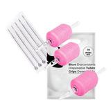 Kit 5 Agulha E 5 Biqueira Rosa Electric Ink Tattoo Tatuagem