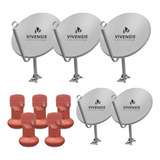 Kit 5 Antena Digital Chapa Parabolica 60cm Ku   5 Lnbf