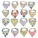 Kit 5 Babador Bandana Para Bebe Dupla Face Ajustável Botão