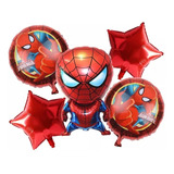 Kit 5 Balão Metalizado Homem Aranha Estrela