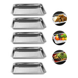 Kit 5 Bandeja Aço Inox Retangular 40x30 Rasa Restaurante