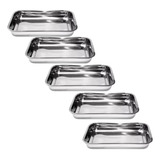 Kit 5 Bandejas Odontológica Hospitalar Aço Inox Alta 26x19x4