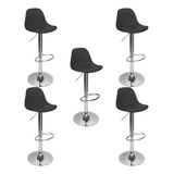 Kit 5 Banquetas Joly Luisa Giratória Regulável Base Cromada