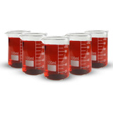 Kit 5 Becker De Vidro Forma Baixa Graduado 100ml Bequer