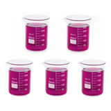 Kit 5 Becker De Vidro Forma Baixa Graduado 250ml Bequer