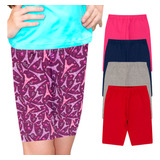 Kit 5 Bermuda Infantil Ciclista Menina Cotton Elastano Cores