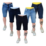 Kit 5 Bermudas Jeans Tradicional Com Lycra Atacado