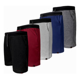Kit 5 Bermudas Masculina Moletom Casual Academia Treino Full